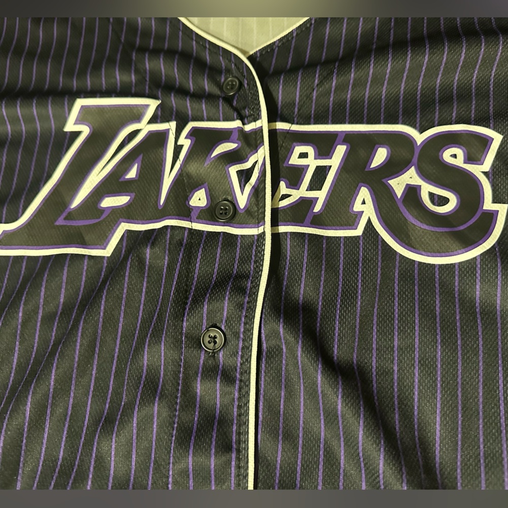 NBA Apparel Men Los Angeles Lakers Button Down Jersey Black Sz XL - Picture 3 of 6